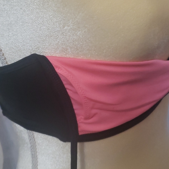 PINK Victoria's Secret Swim Bikini top Size Small Black Pink Preloved Vintage - Picture 13 of 15